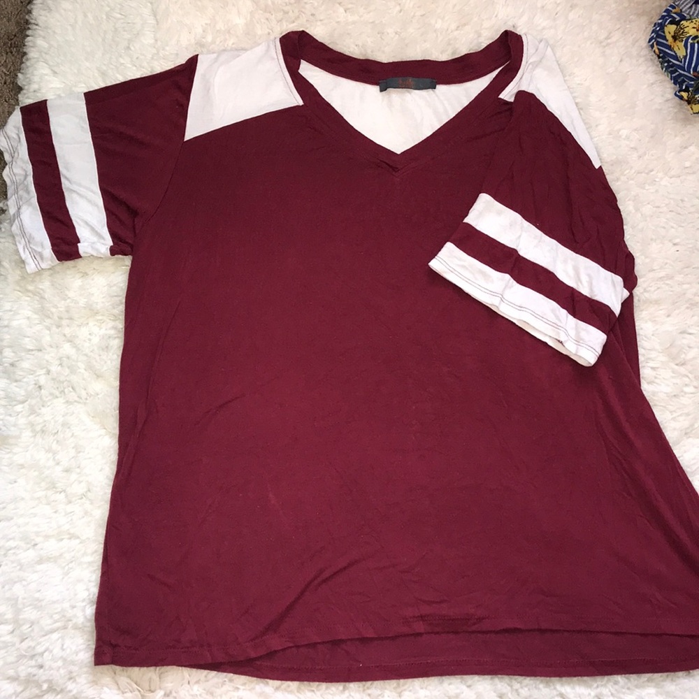 Red and white Madeline T-shirt blouse